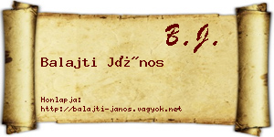 Balajti János névjegykártya